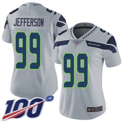Limited Women's Quinton Jefferson Grey Alternate Jersey - #99 Football Seattle Seahawks 100th Season Vapor Untouchable