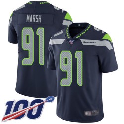 Limited Men's Cassius Marsh Navy Blue Home Jersey - #91 Football Seattle Seahawks 100th Season Vapor Untouchable