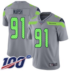 Limited Youth Cassius Marsh Silver Jersey - #91 Football Seattle Seahawks 100th Season Inverted Legend