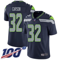 Limited Youth Chris Carson Navy Blue Home Jersey - #32 Football Seattle Seahawks 100th Season Vapor Untouchable