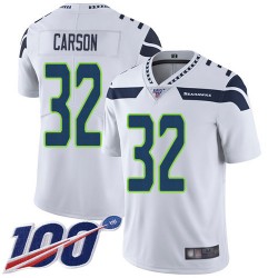 Limited Youth Chris Carson White Road Jersey - #32 Football Seattle Seahawks 100th Season Vapor Untouchable