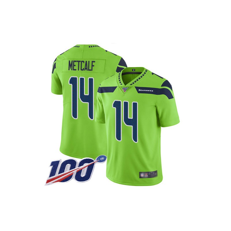 Limited Youth D.K. Metcalf Green Jersey - #14 Football Seattle Seahawks  100th Season Rush Vapor Untouchable Size S(10-12)