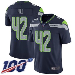 Limited Youth Delano Hill Navy Blue Home Jersey - #42 Football Seattle Seahawks 100th Season Vapor Untouchable