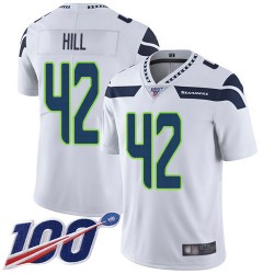 Limited Youth Delano Hill White Road Jersey - #42 Football Seattle Seahawks 100th Season Vapor Untouchable