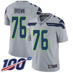 Limited Youth Duane Brown Grey Alternate Jersey - #76 Football Seattle Seahawks 100th Season Vapor Untouchable