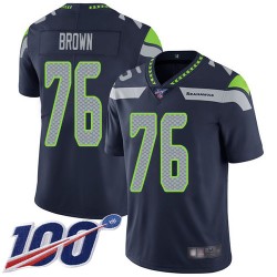 Limited Youth Duane Brown Navy Blue Home Jersey - #76 Football Seattle Seahawks 100th Season Vapor Untouchable