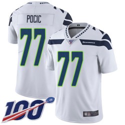 Limited Youth Ethan Pocic White Road Jersey - #77 Football Seattle Seahawks 100th Season Vapor Untouchable