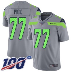 Limited Youth Ethan Pocic Silver Jersey - #77 Football Seattle Seahawks 100th Season Inverted Legend