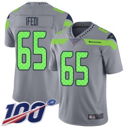 Limited Youth Germain Ifedi Silver Jersey - #65 Football Seattle Seahawks 100th Season Inverted Legend