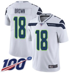 Limited Youth Jaron Brown White Road Jersey - #18 Football Seattle Seahawks 100th Season Vapor Untouchable