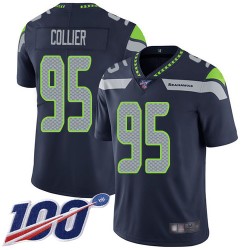 Limited Youth L.J. Collier Navy Blue Home Jersey - #95 Football Seattle Seahawks 100th Season Vapor Untouchable