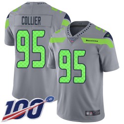 Limited Youth L.J. Collier Silver Jersey - #95 Football Seattle Seahawks 100th Season Inverted Legend