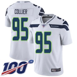 Limited Youth L.J. Collier White Road Jersey - #95 Football Seattle Seahawks 100th Season Vapor Untouchable