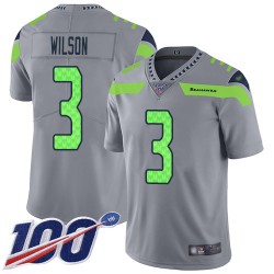 Limited Youth Russell Wilson Silver Jersey - #3 Football Seattle Seahawks 100th Season Inverted Legend