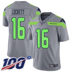 Limited Youth Tyler Lockett Silver Jersey - #16 Football Seattle Seahawks 100th Season Inverted Legend