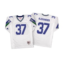Authentic Men's Shaun Alexander White Road Jersey - #37 Football Seattle Seahawks Throwback