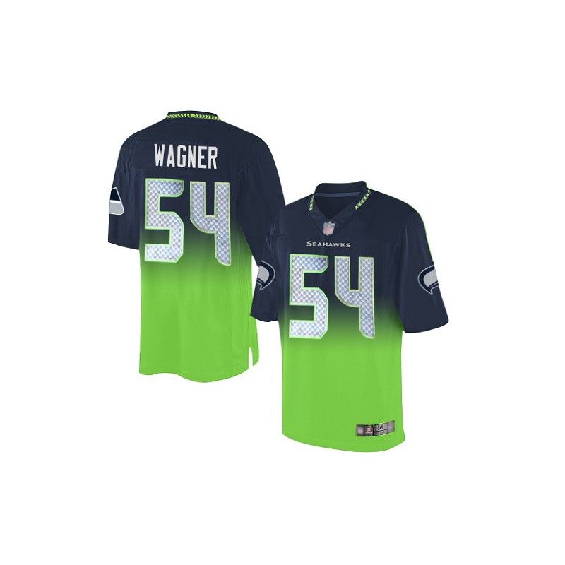 Elite Men's Bobby Wagner Navy/Green Jersey - #54 Football Seattle Seahawks  Fadeaway Size 40/M