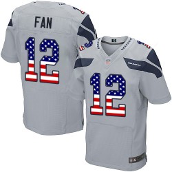 Elite Men's 12th Fan Grey Alternate Jersey - Football Seattle Seahawks USA Flag Fashion
