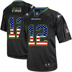 Elite Men's 12th Fan Black Jersey - Football Seattle Seahawks USA Flag Fashion