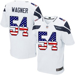 Elite Men's Bobby Wagner White Road Jersey - #54 Football Seattle Seahawks USA Flag Fashion