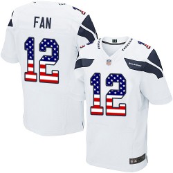 Elite Men's 12th Fan White Road Jersey - Football Seattle Seahawks USA Flag Fashion