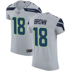 Elite Men's Jaron Brown Grey Alternate Jersey - #18 Football Seattle Seahawks Vapor Untouchable