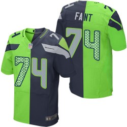 Elite Men's George Fant Navy/Green Jersey - #74 Football Seattle Seahawks Split Fashion