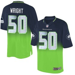 Elite Men's K.J. Wright Navy/Green Jersey - #50 Football Seattle Seahawks Fadeaway