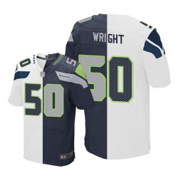 Elite Men's K.J. Wright Navy/White Jersey - #50 Football Seattle Seahawks Split Fashion