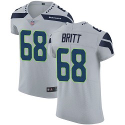 Elite Men's Justin Britt Grey Alternate Jersey - #68 Football Seattle Seahawks
