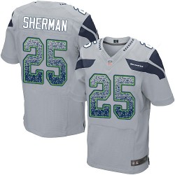 Elite Men's Richard Sherman Grey Alternate Jersey - #25 Football Seattle Seahawks Drift Fashion